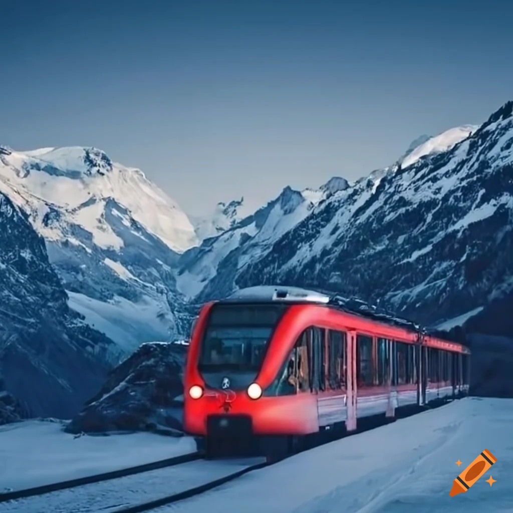 Train in the swiss alps on Craiyon