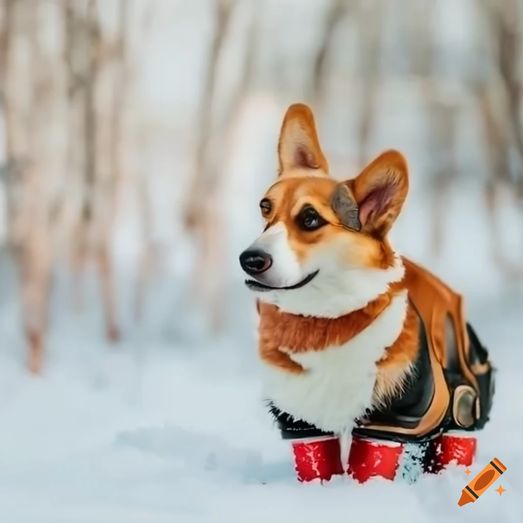 wearing fur boots walking in the snow on Craiyon