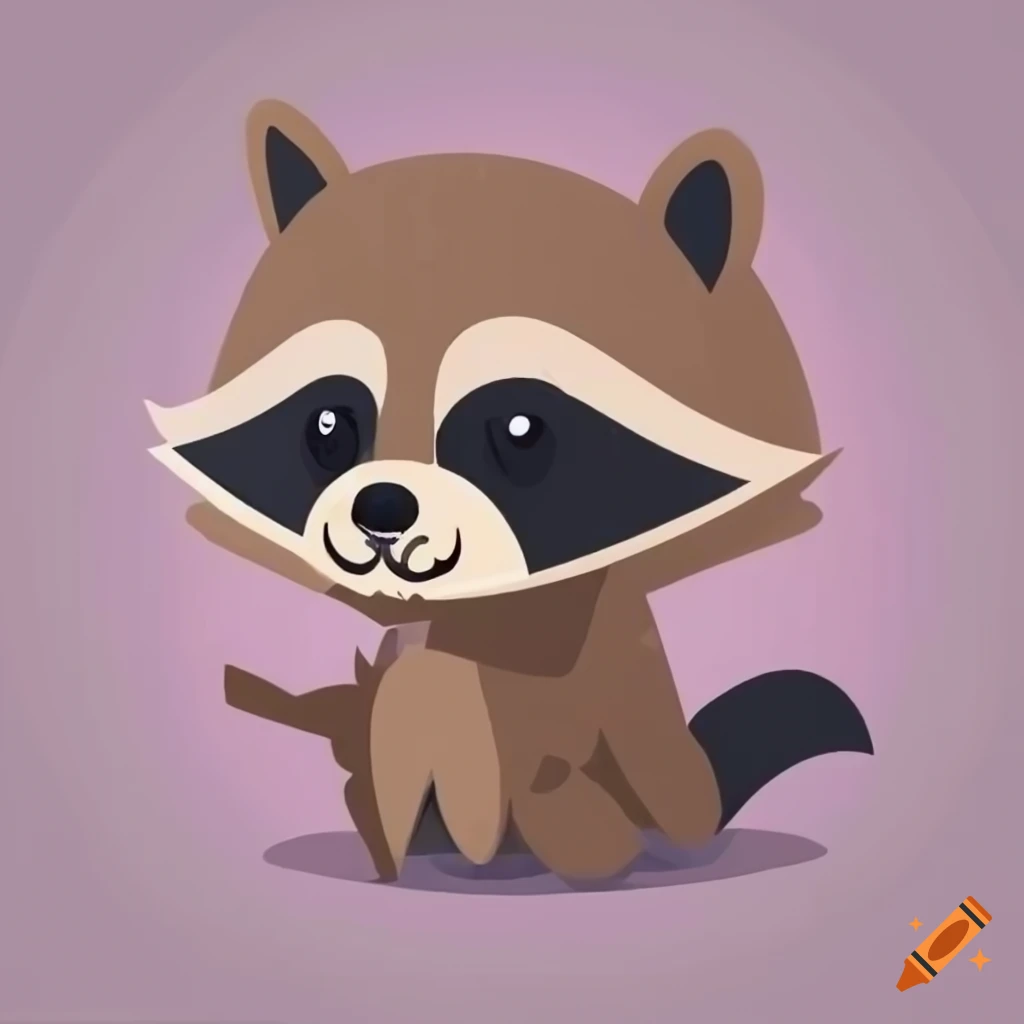 Cute racoon in cartoon style on white background on Craiyon