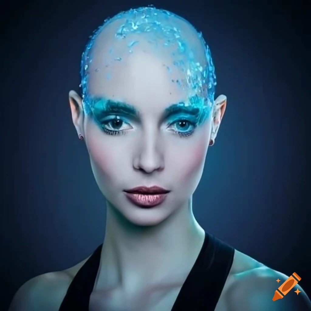 Beautiful bald woman made of crystal on Craiyon
