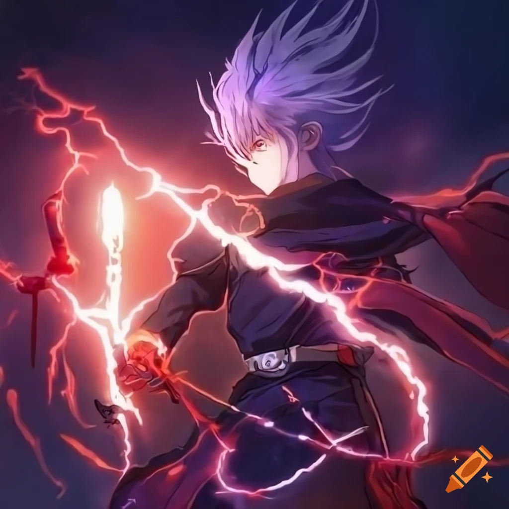 Premium Photo | Anime character with lightning in his hand and a full body  of hair generative ai