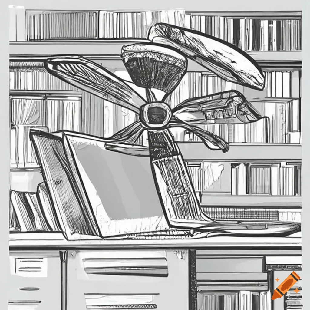 Ceiling fan toppled over and crashed onto a table in an office