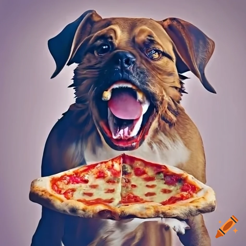 Dog enjoying pizza on Craiyon