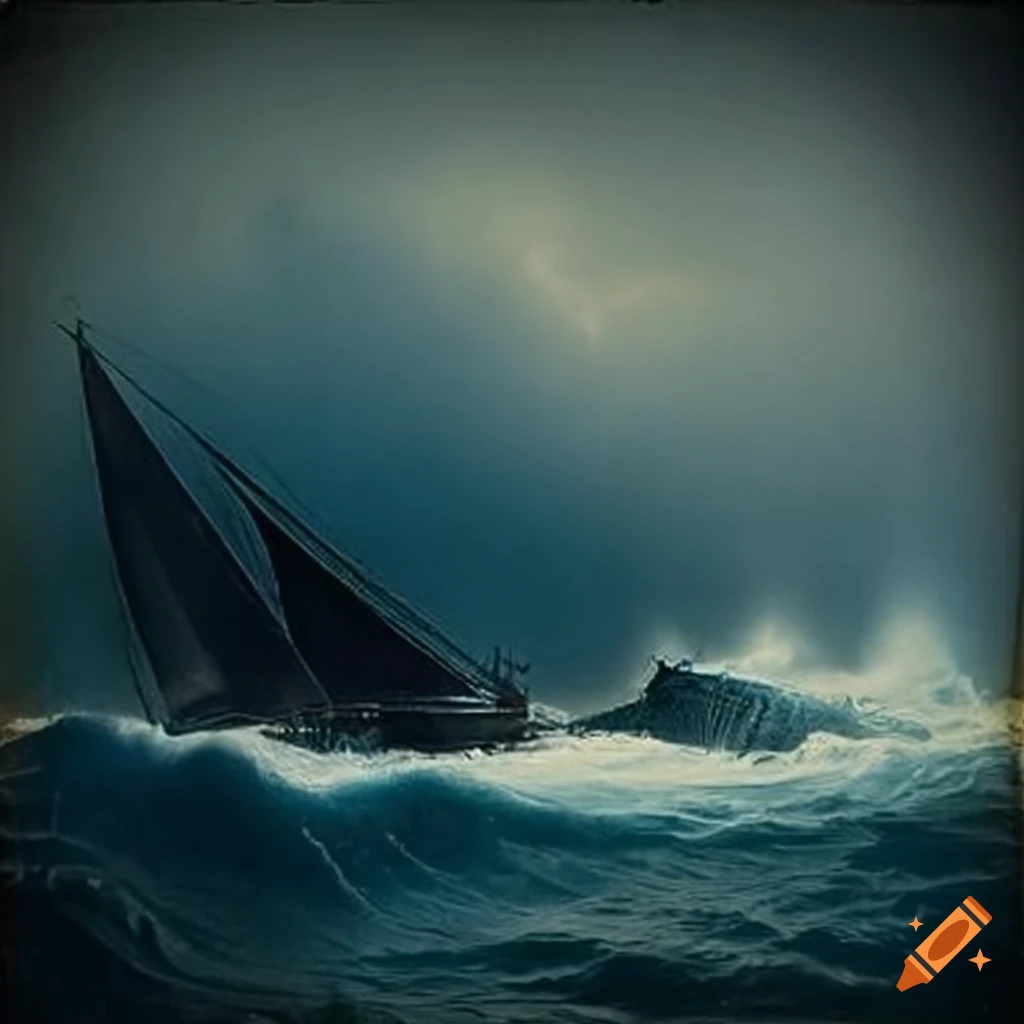 Daguerreotype of a stormy sailing at Cape Horn in the 19th century