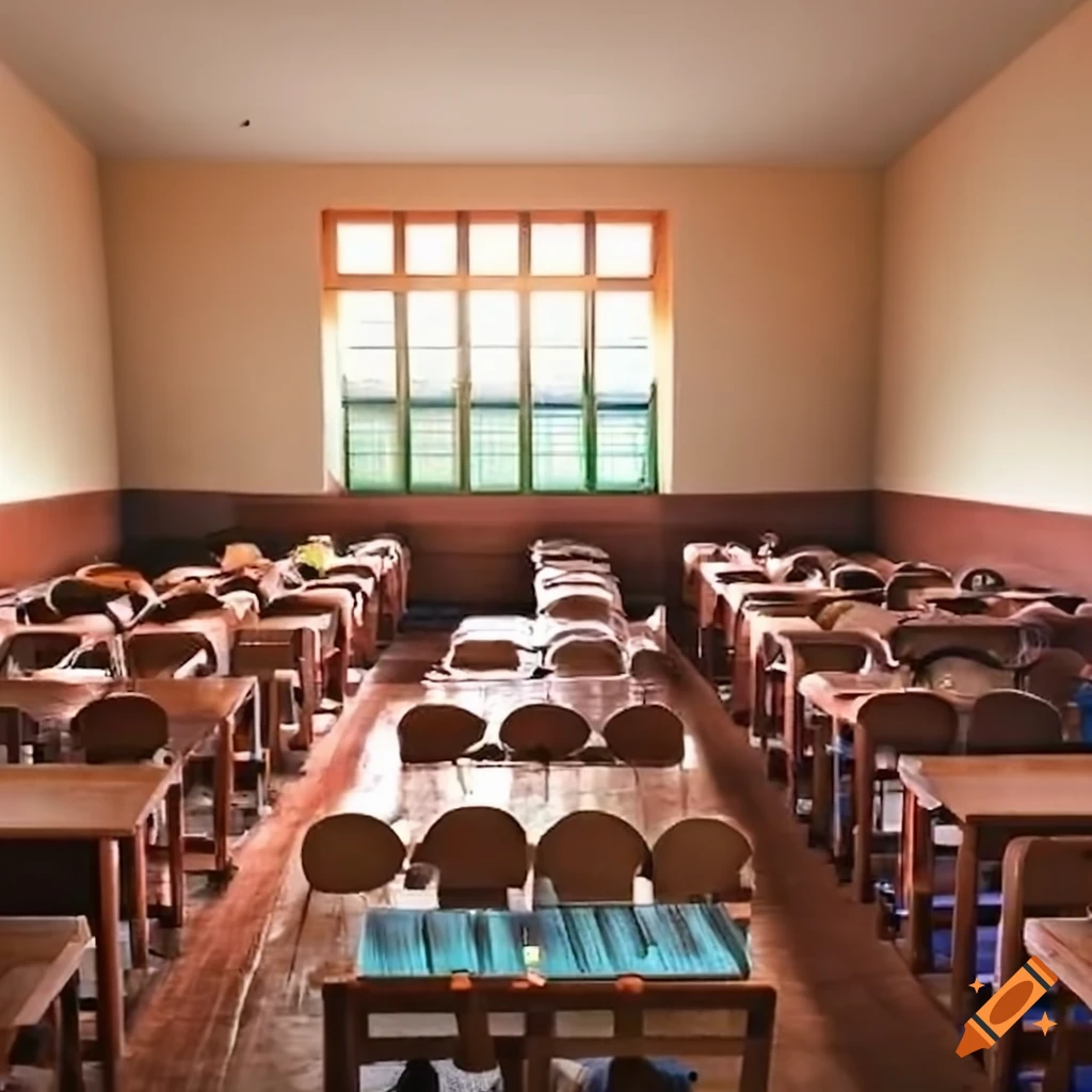 Classroom in islamabad government school with white board, desks, and