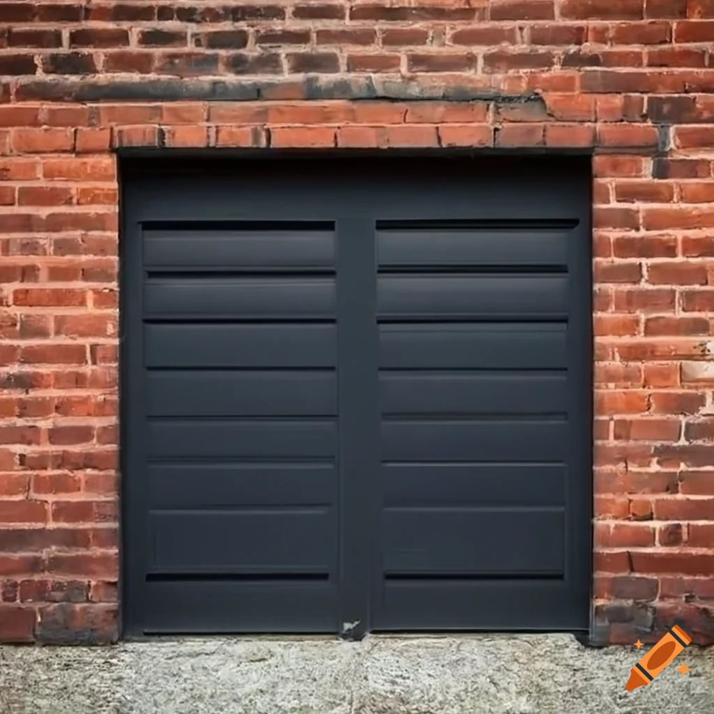 Black garage door on a brick wall on Craiyon