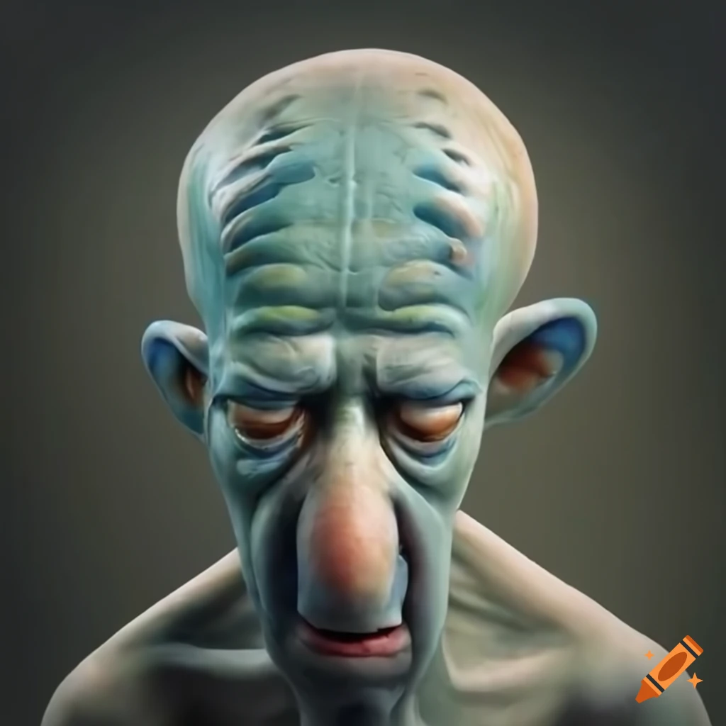 Realistic squidward sleeping on Craiyon