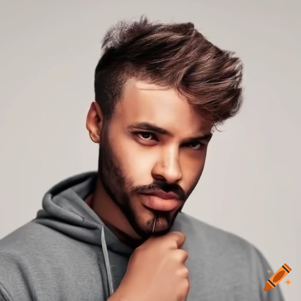 Lightskinned man with a moustache and hair stubble in a gray hoodie on