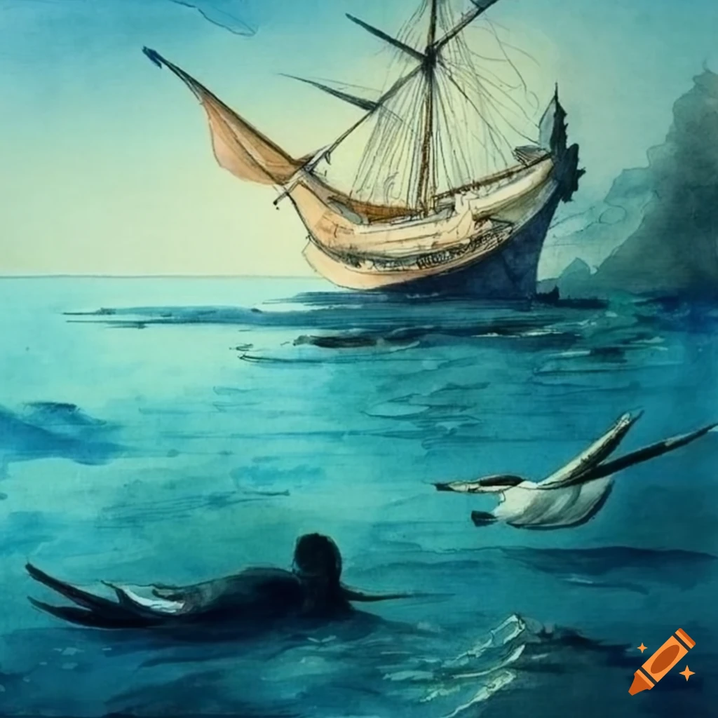 19th century watercolor of charles baudelaire's poem with albatross ...