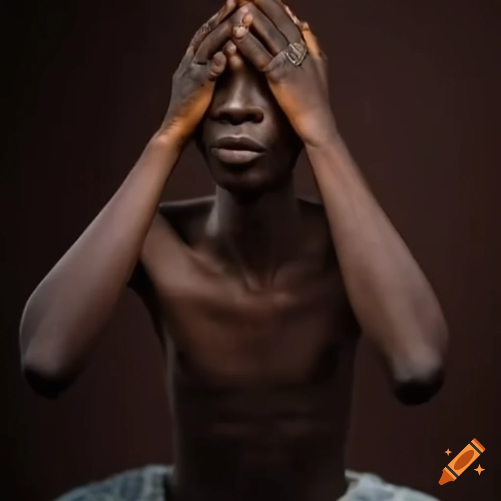 African man praying with clasped hands