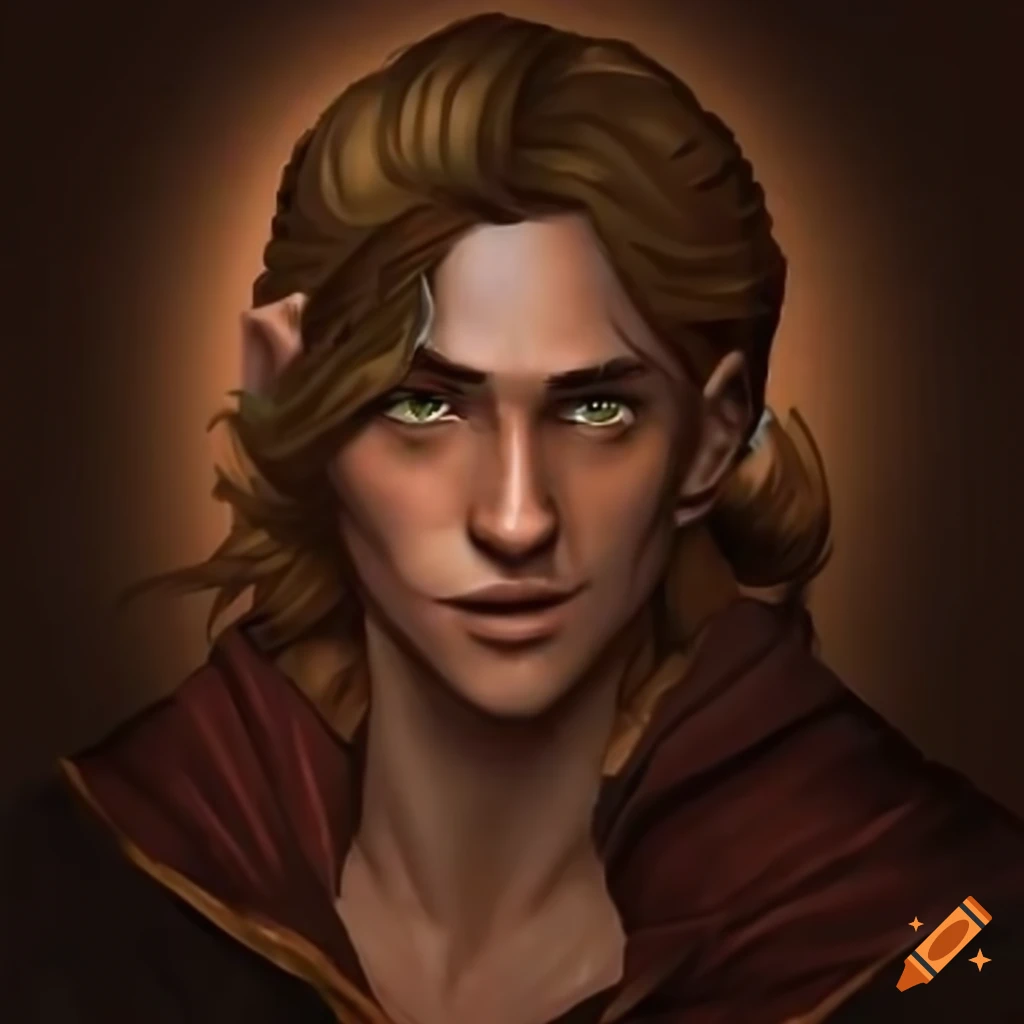 Dungeons & dragons male bard with tan skin and brown hair on Craiyon