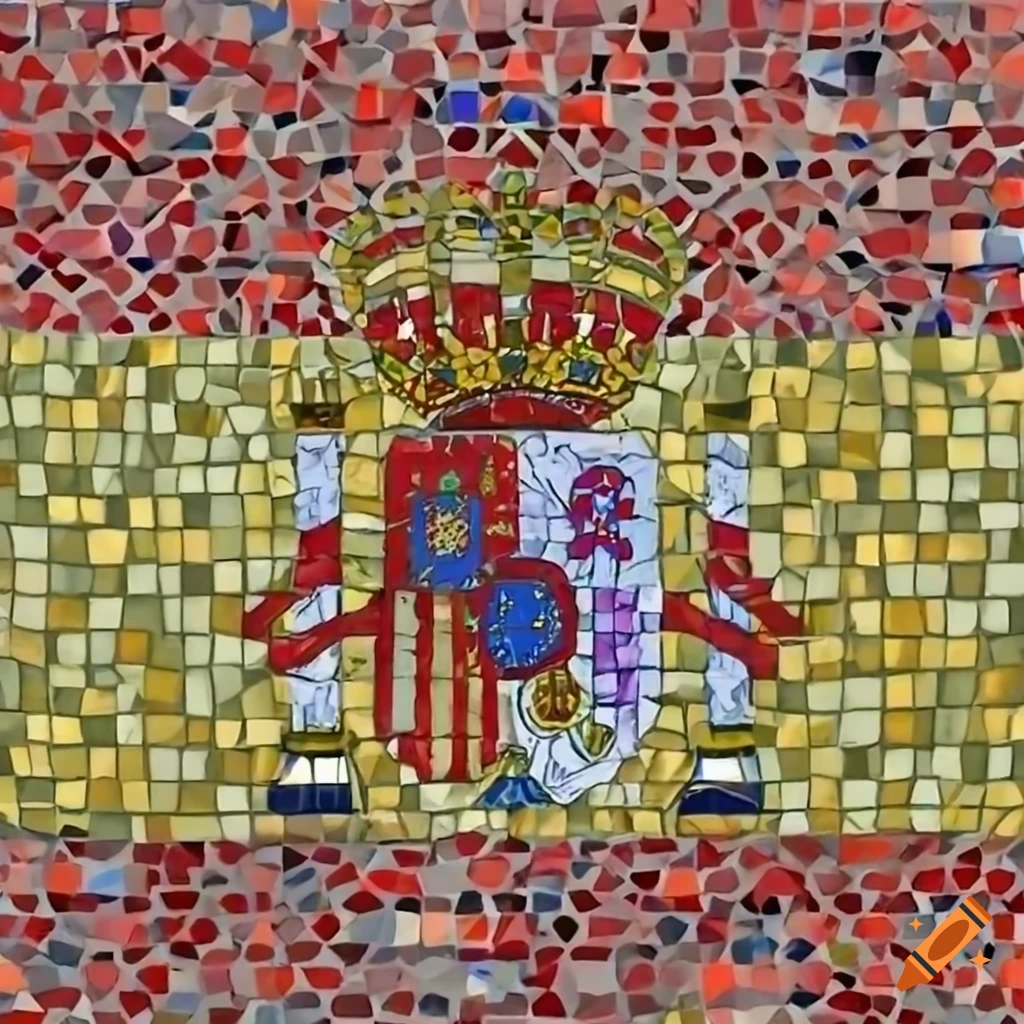 Mosaic style Spain flag in easy design on Craiyon, image size:1024x1024