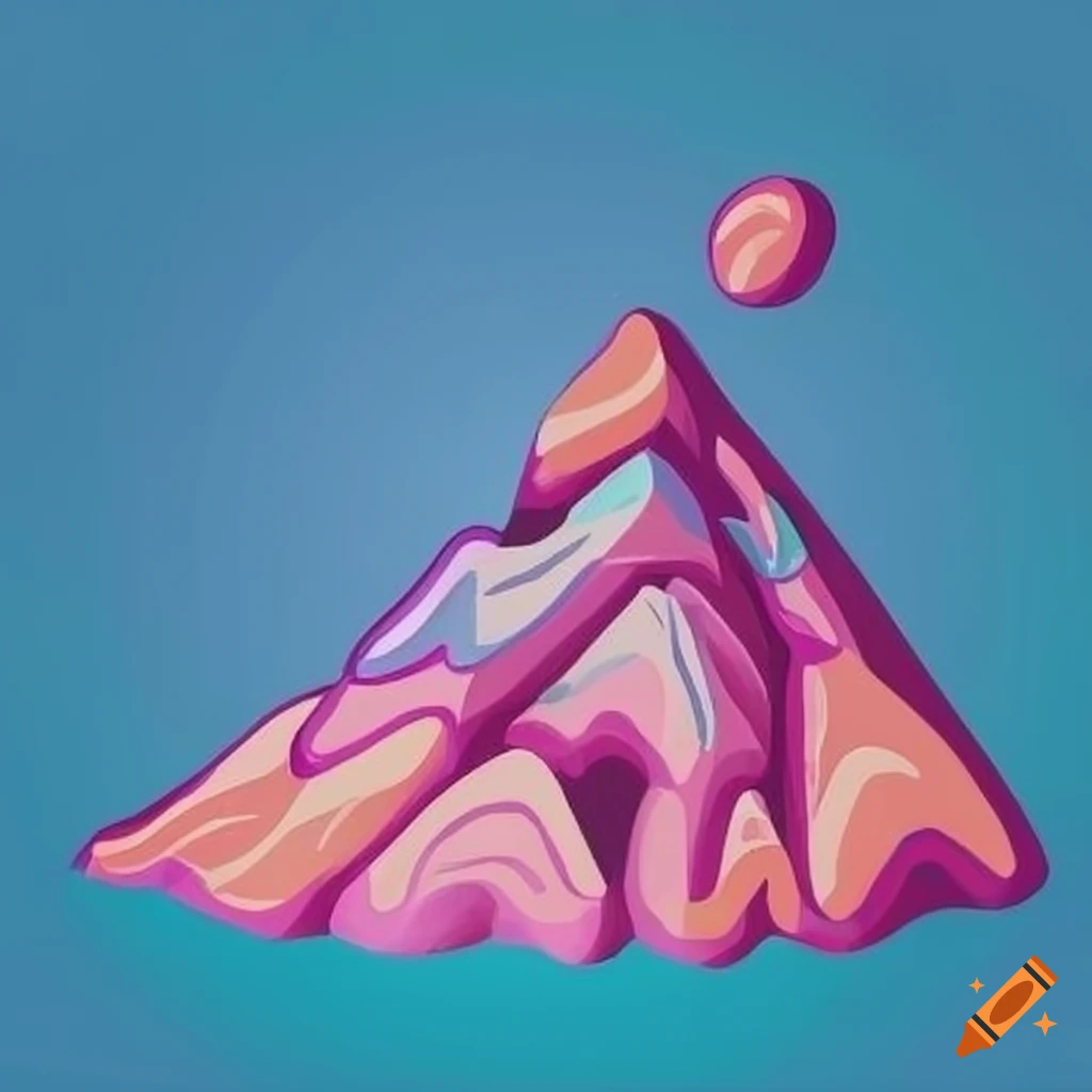 Line art of candy mountain in blue and pink colors on Craiyon