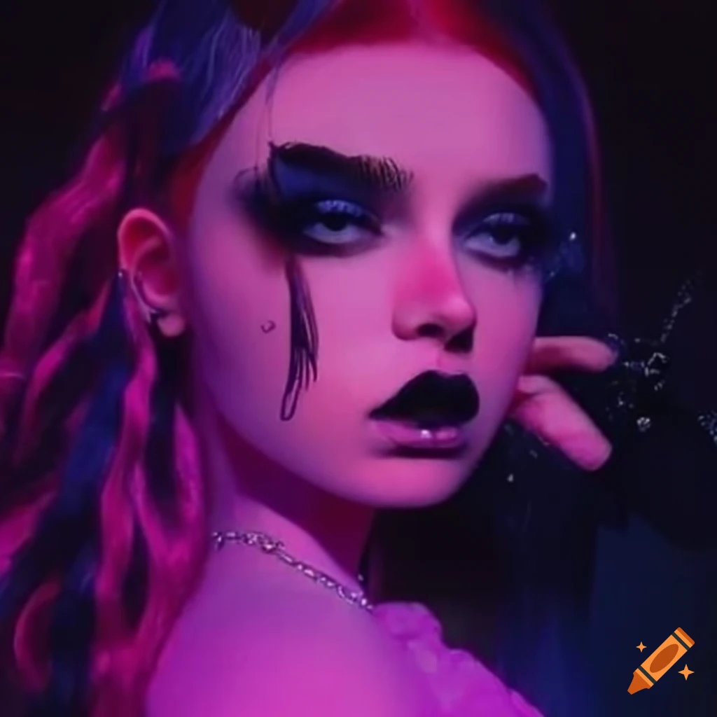 Girl in bubblegum goth fae aesthetic on Craiyon
