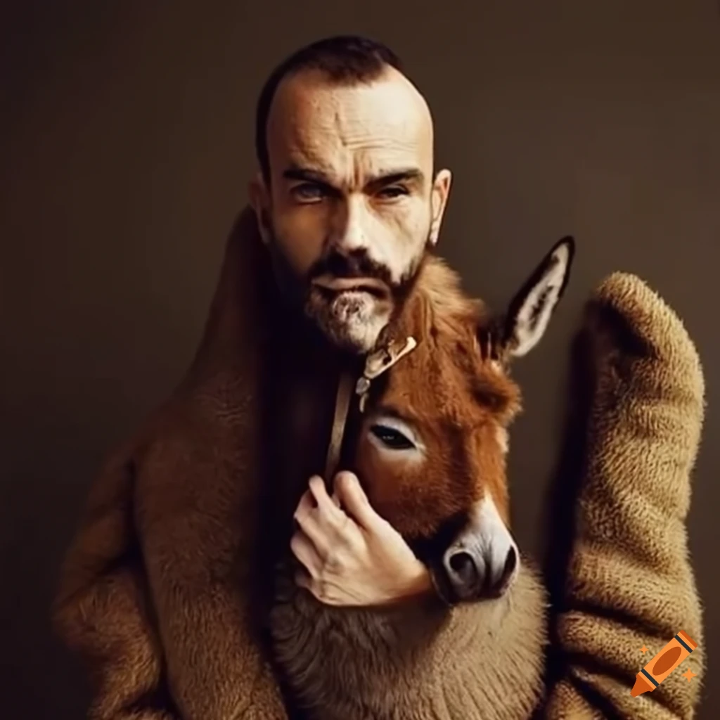Edi Rama standing next to a donkey