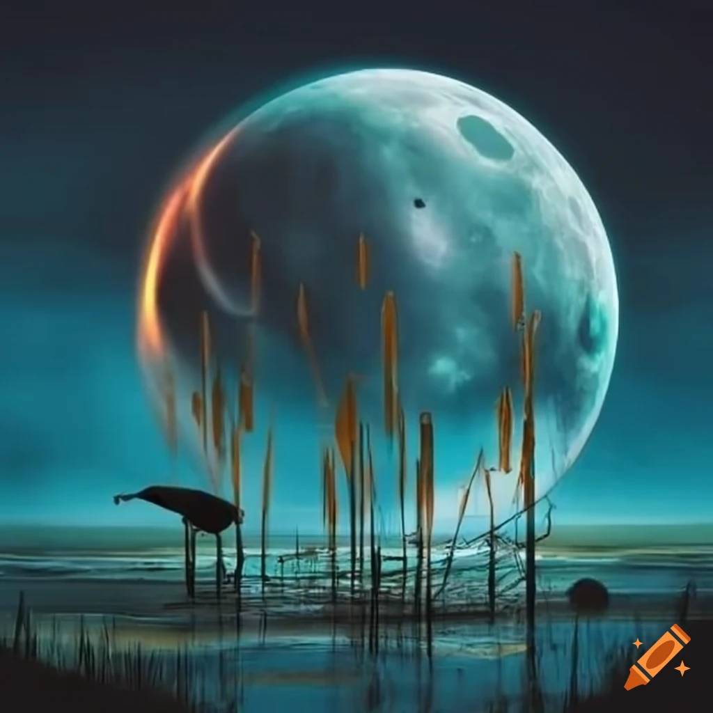 Marsh in a glass box next to a moon base on Craiyon