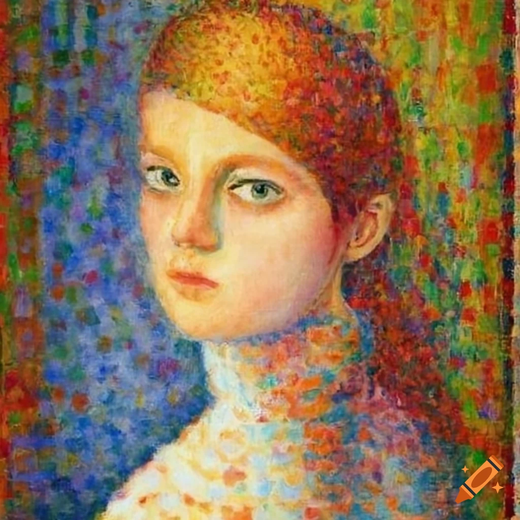 Polish woman in the style of Seurat