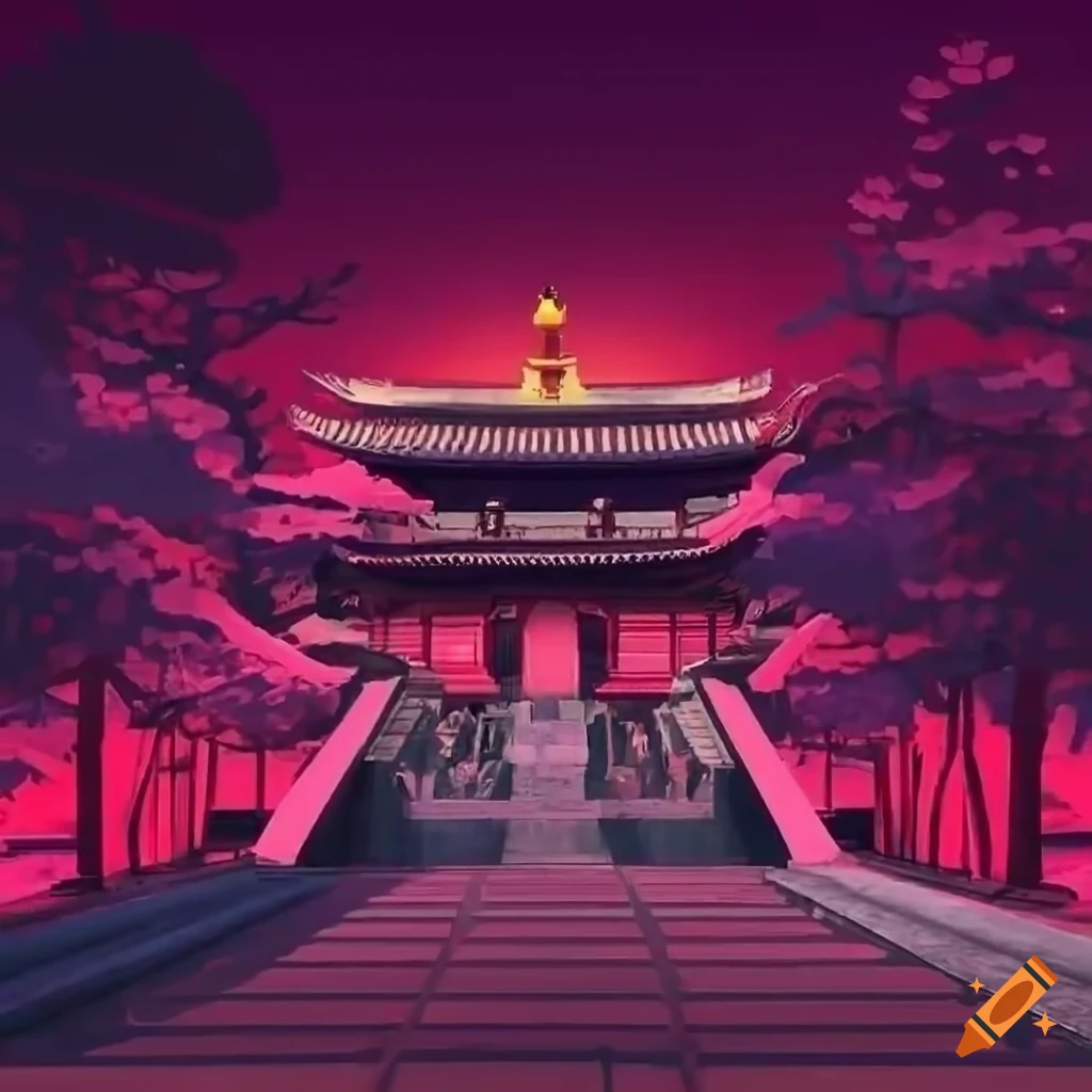 Sakura temple background from mortal kombat game on Craiyon