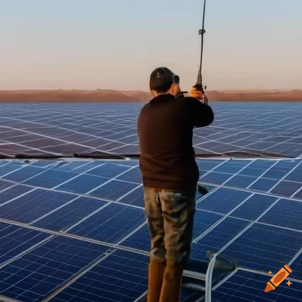 Man enjoying a beer while fishing with clean energy system in the background