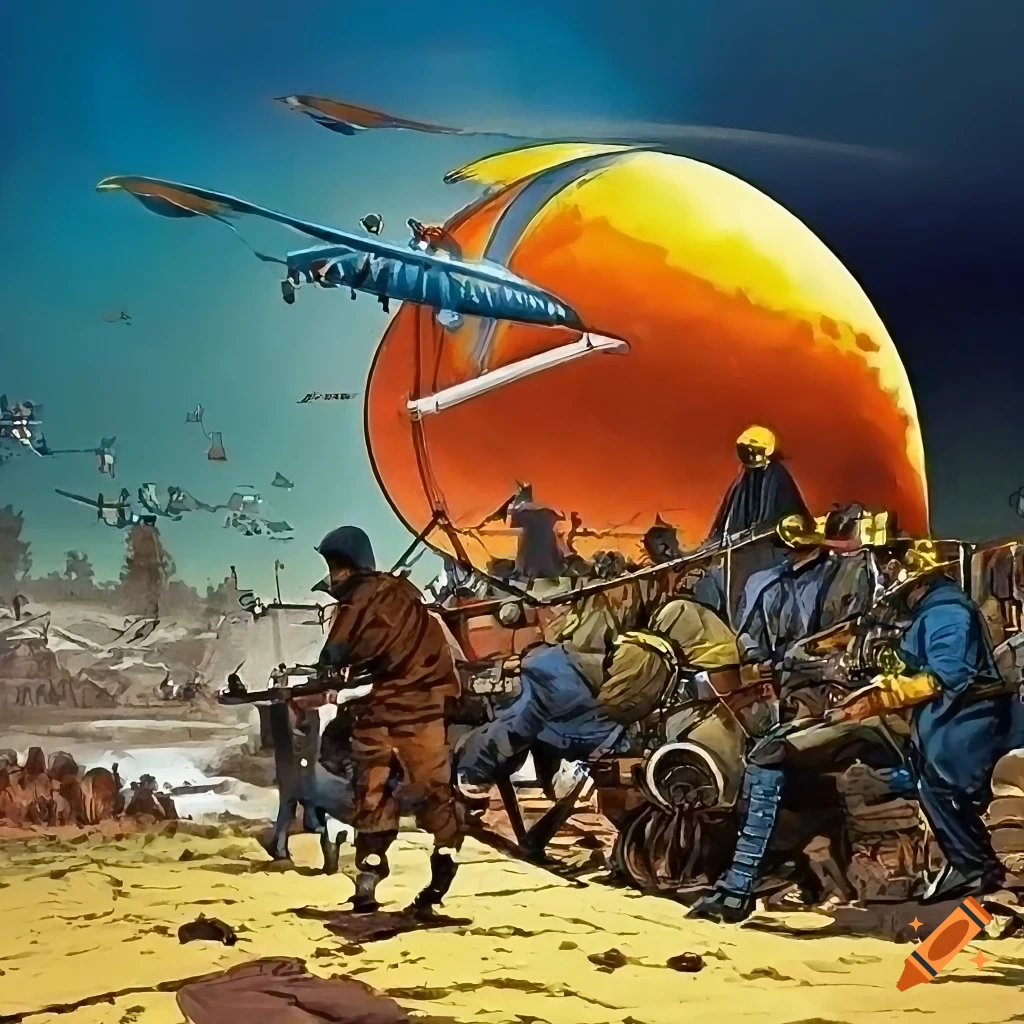 Illustration of an alternate american civil war in the artistic style ...