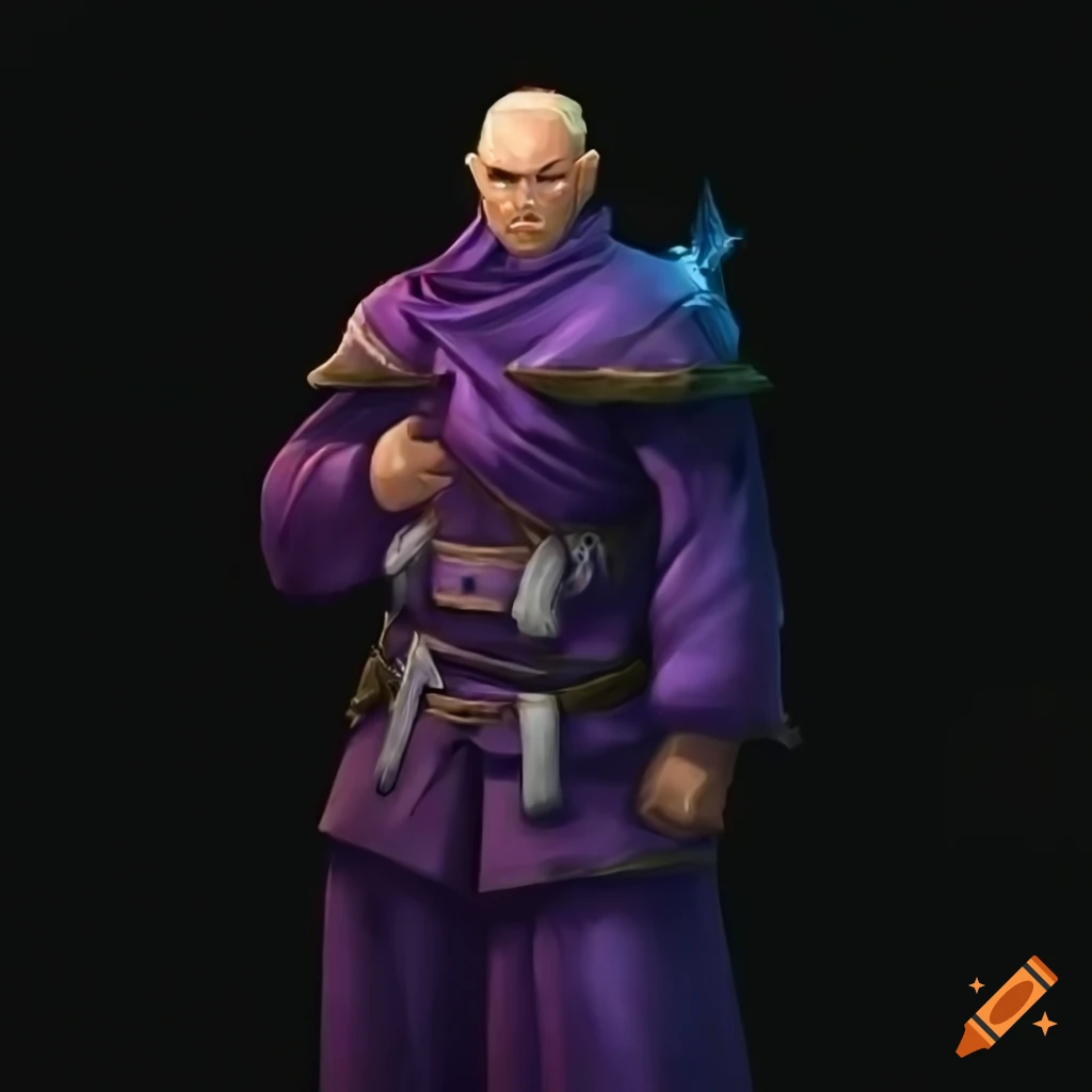 Detailed portrait of a 29 year old English mage in purple Arch Mage's Robes