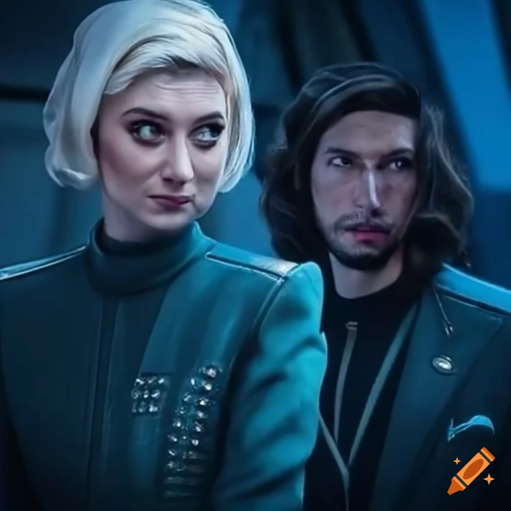 Elizabeth debicki and adam driver in a science fiction wedding ceremony