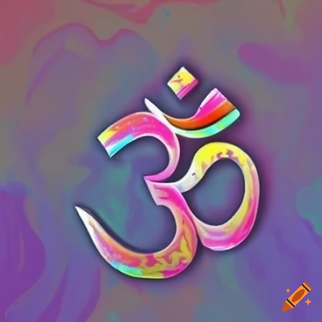 Om symbol in bright colors with small patterned om symbols on Craiyon