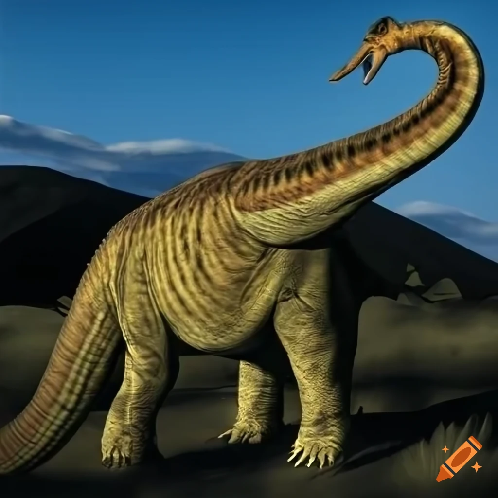 Colorful Hadrosaur dinosaur with intricate skin pattern in warm morning light