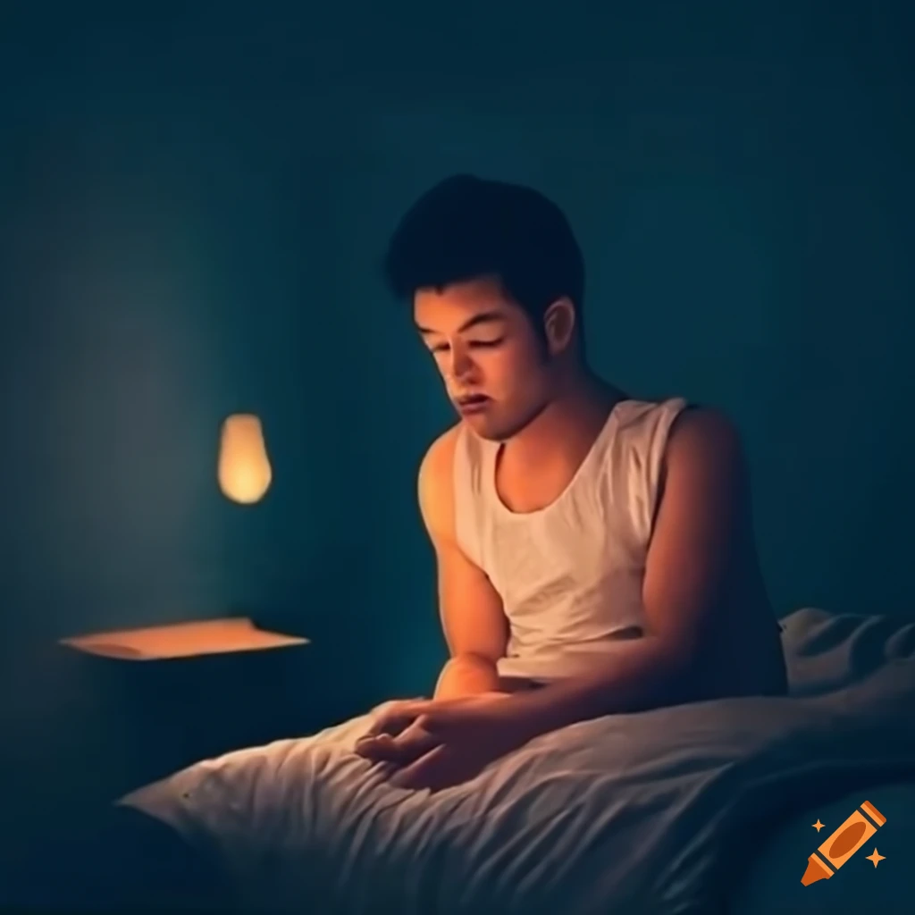 Man waking up from bed feeling lazy