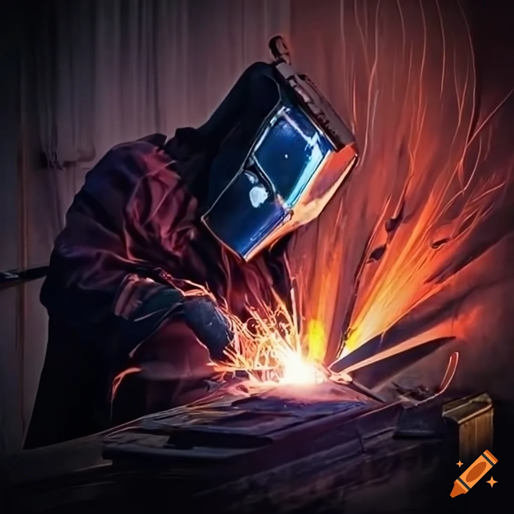 Welder working on metal fabrication