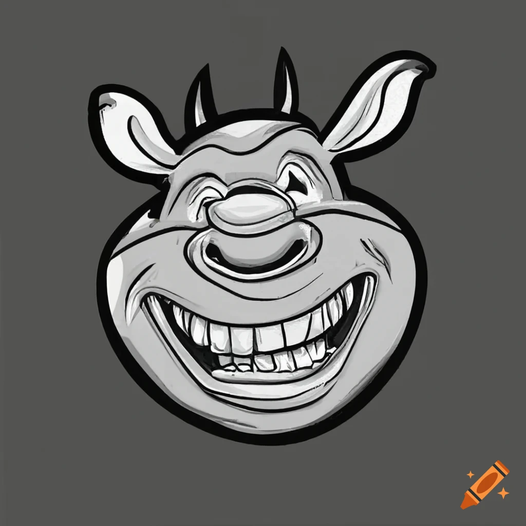 Smiling rhino head logo in graffiti style