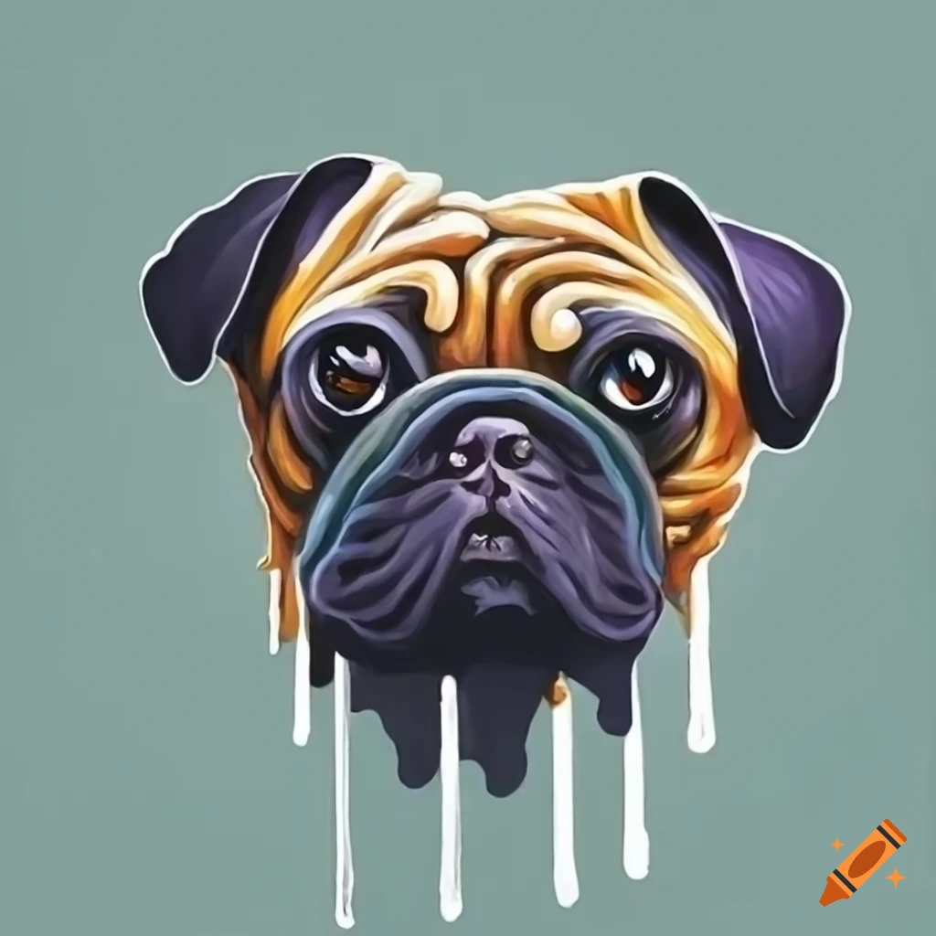 Adorable pug with a drippy expression on Craiyon