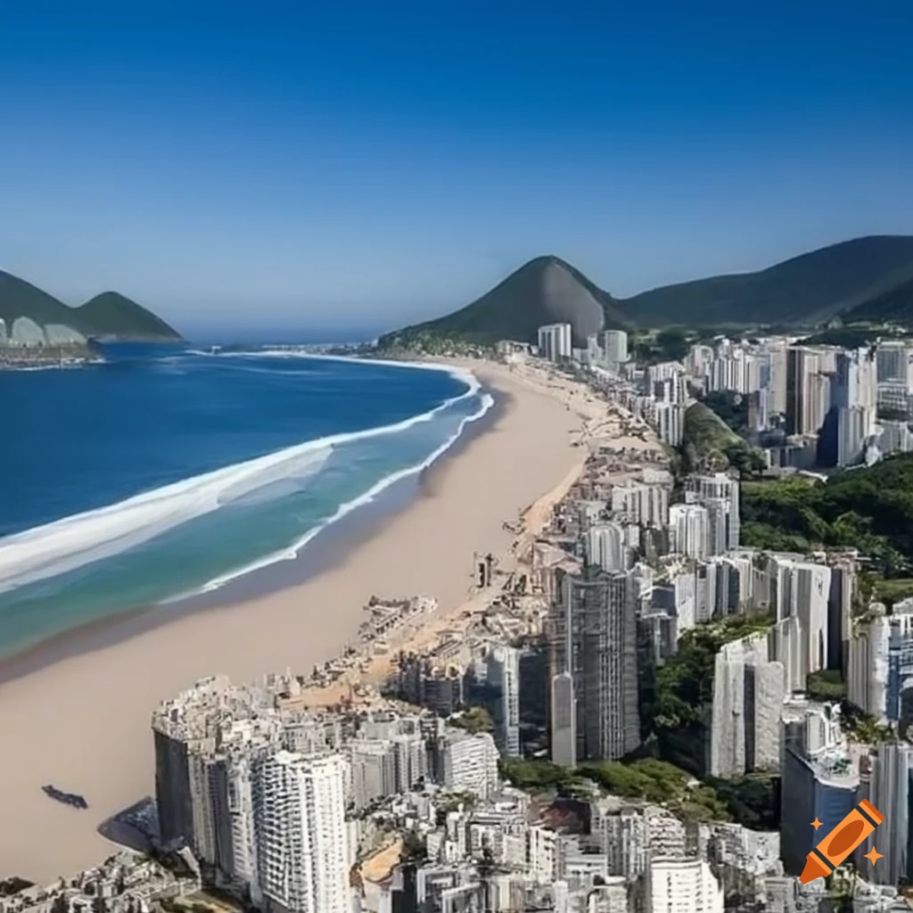 Realistic and detailed photo of Ipanema Beach in Rio de Janeiro