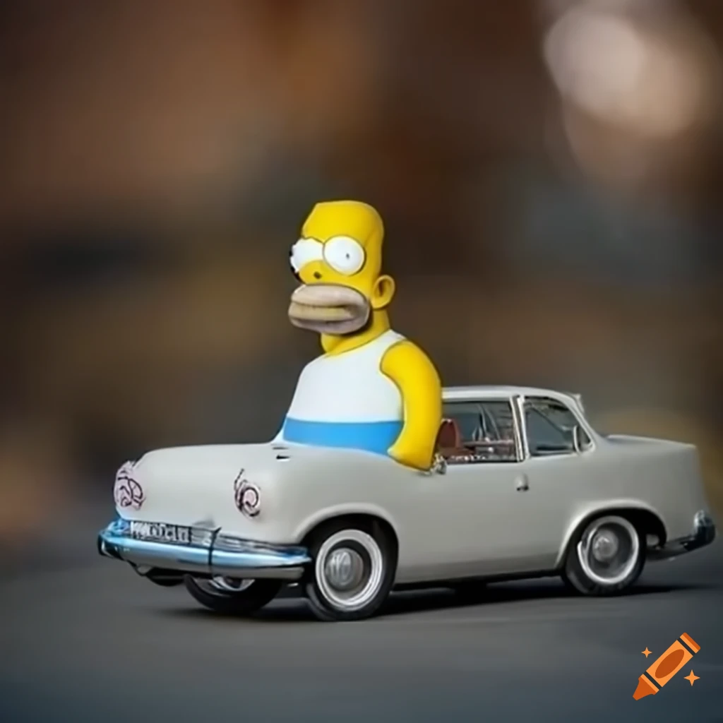 Car with a homer simpson design on Craiyon