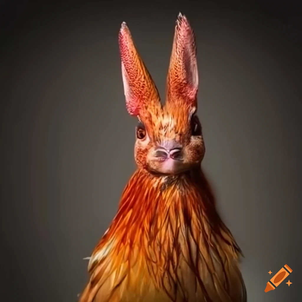 Hybrid animal of a rooster and a rabbit on Craiyon