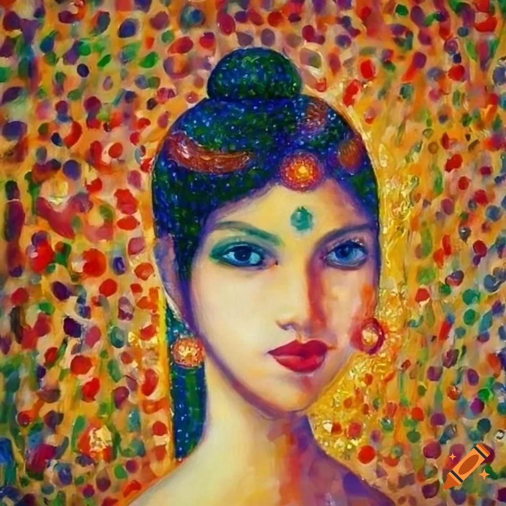 Indian woman in the style of Seurat