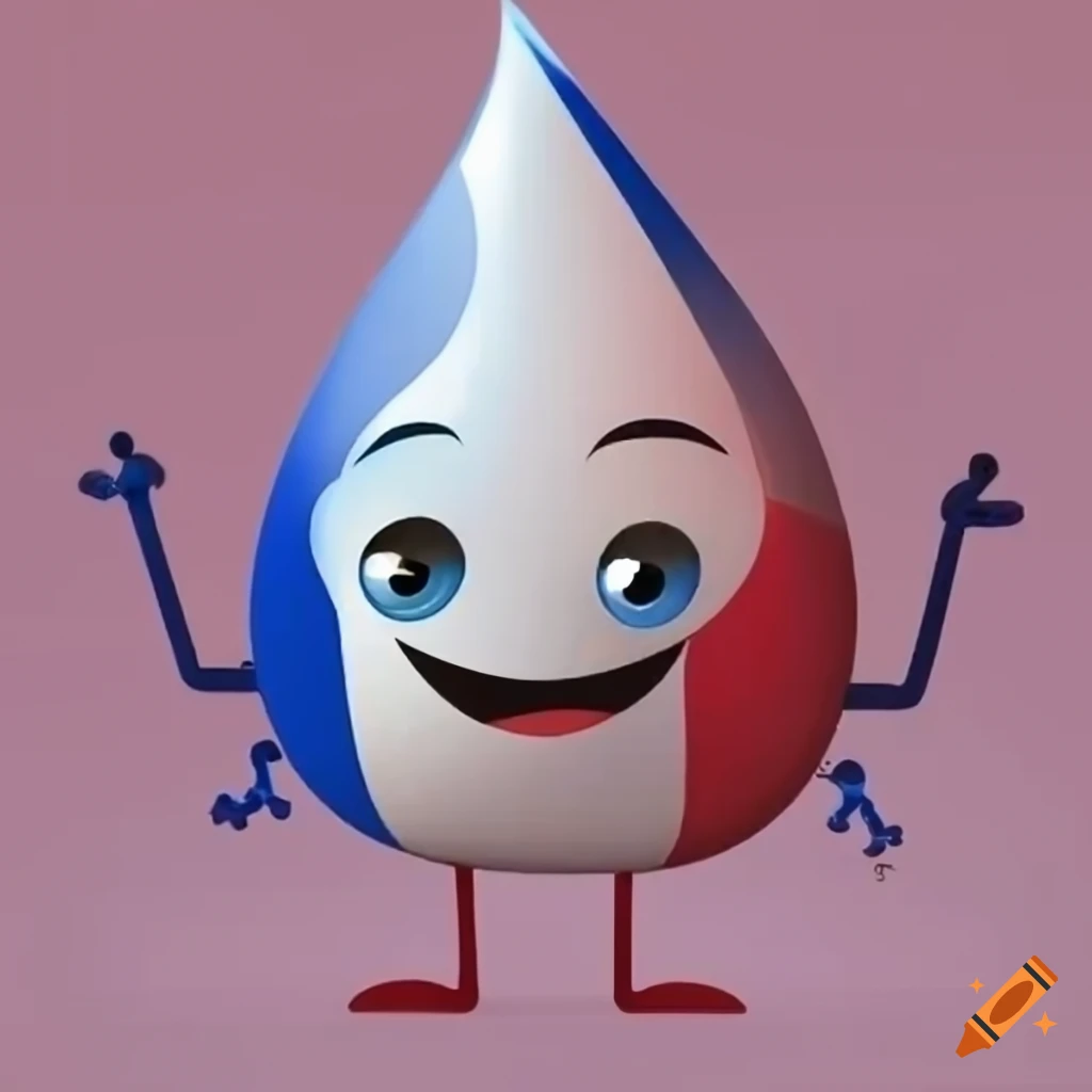 Happy water drop emoji with arms and legs holding a france flag on Craiyon