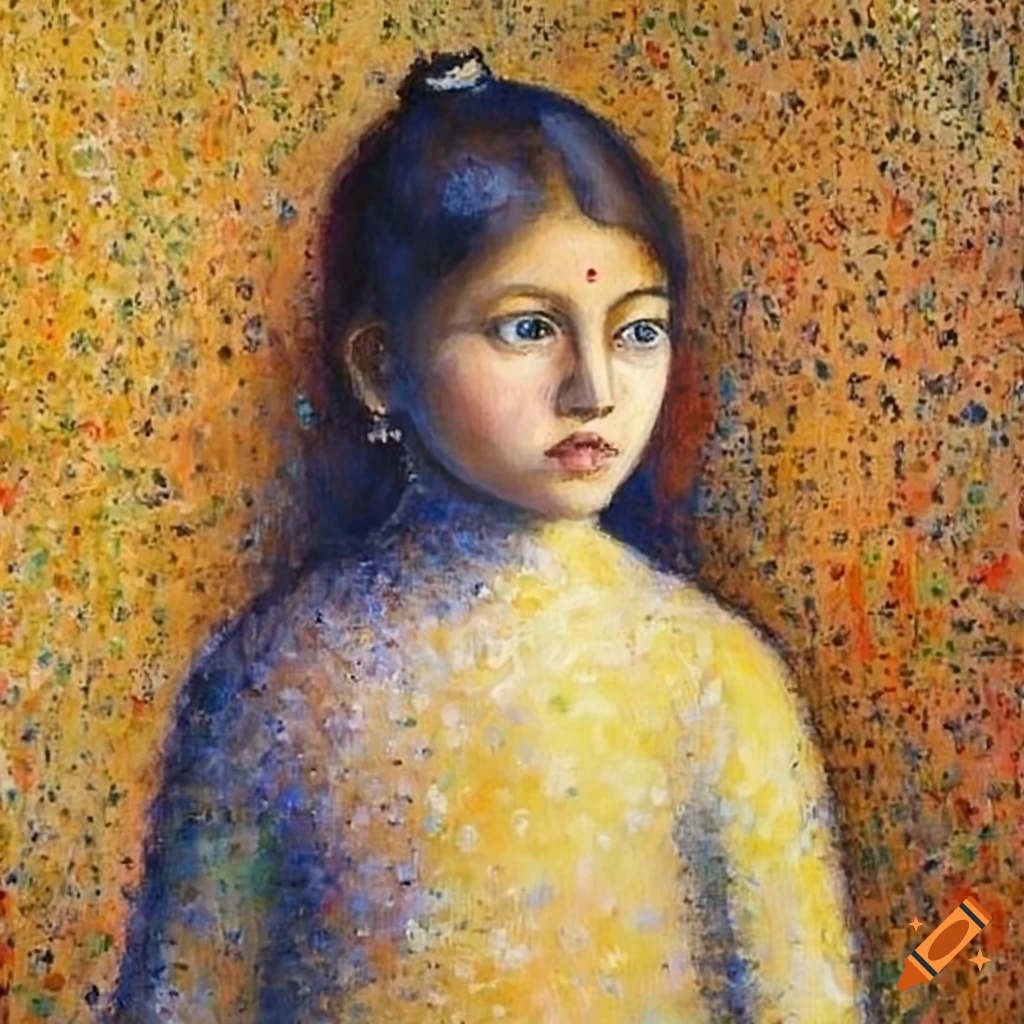 Indian girl in the style of seurat on craiyon