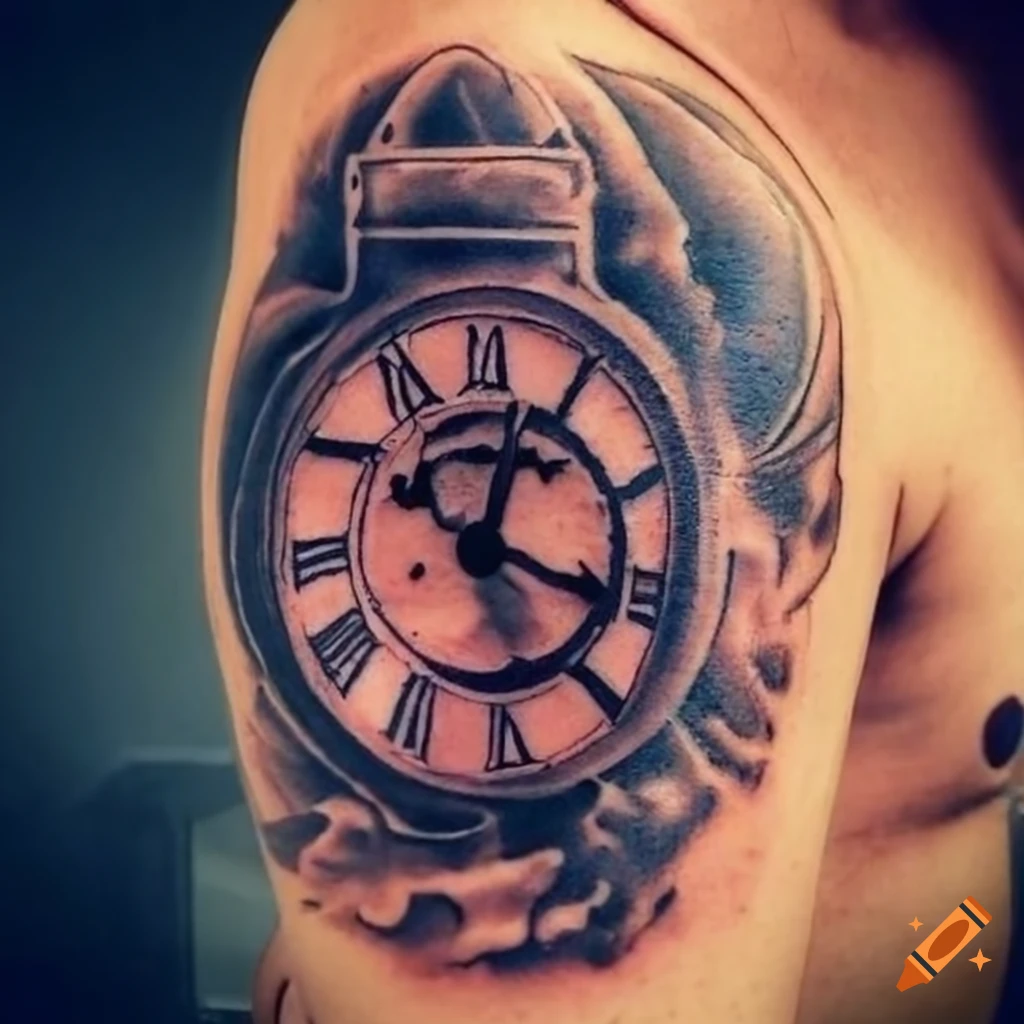 Clock tattoo design