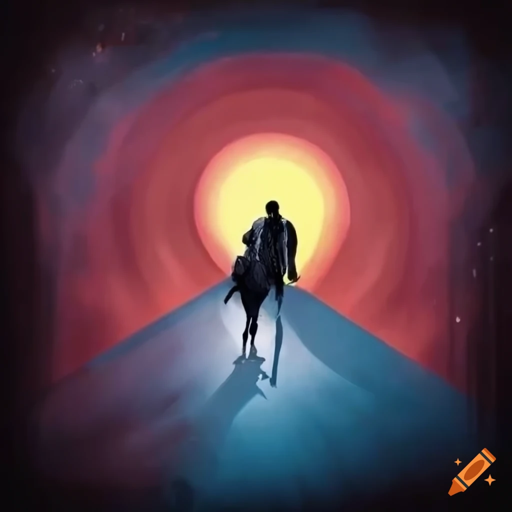 Emotional poster depicting the journey of a refugee seeking a better life