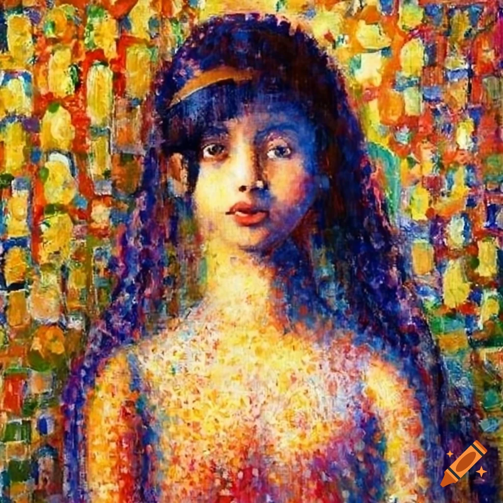 Indian girl in the style of Seurat