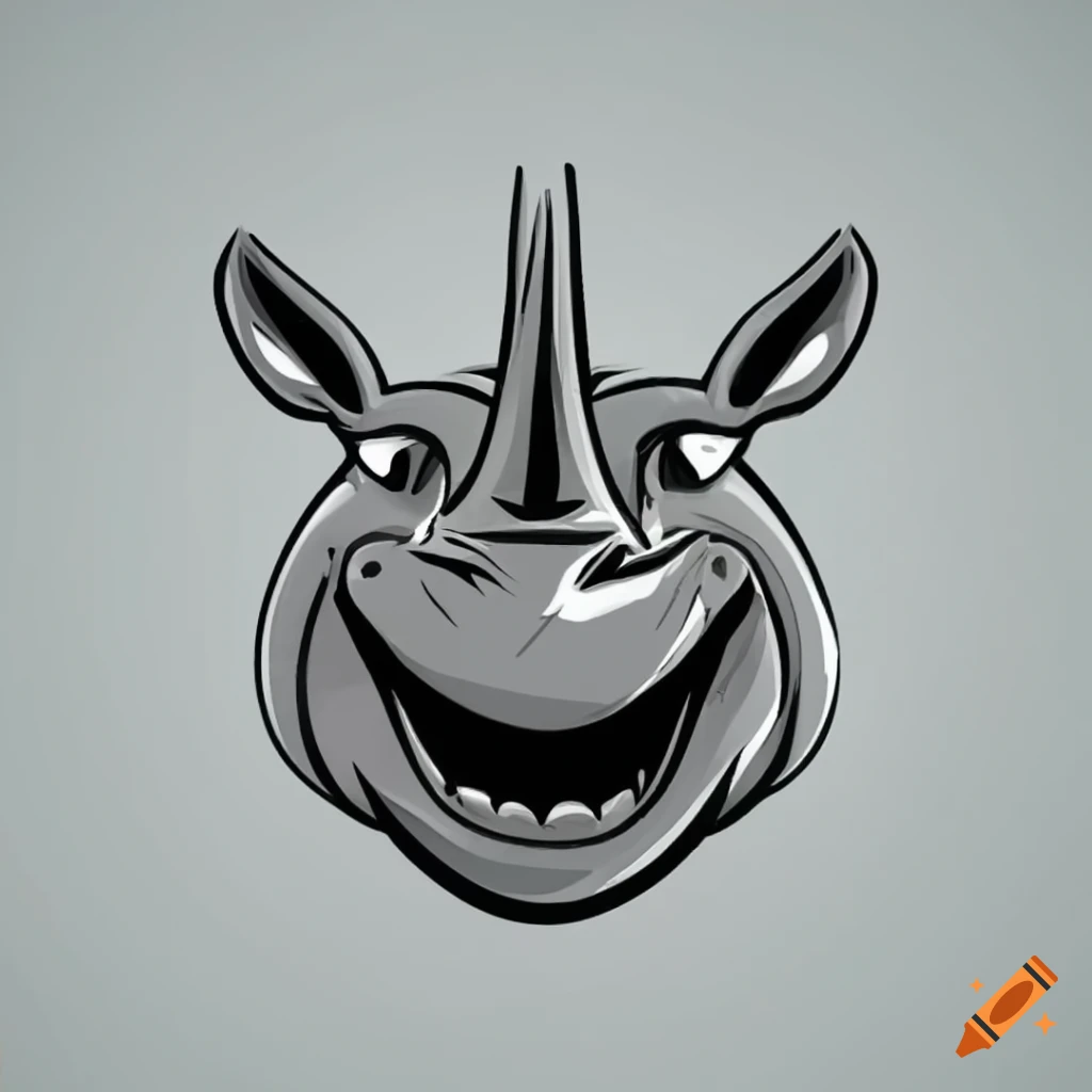 Smiling rhino head in graffiti style