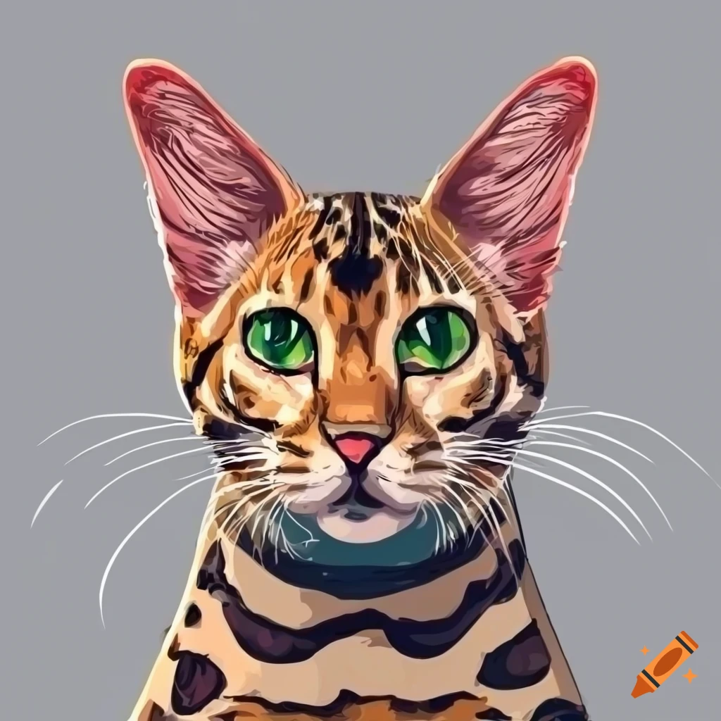 Vector drawing of a majestic bengal cat on Craiyon