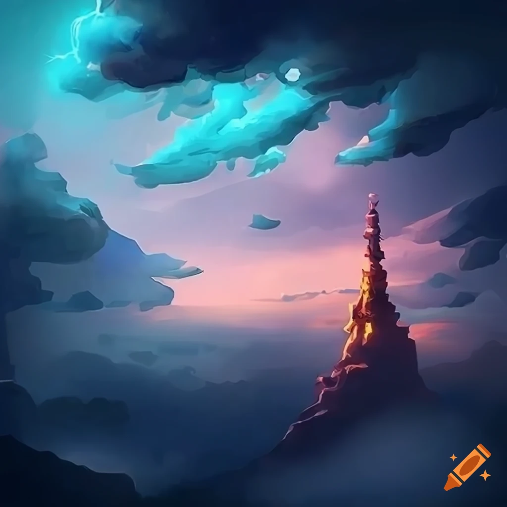 Digital art game menu with clouds on Craiyon