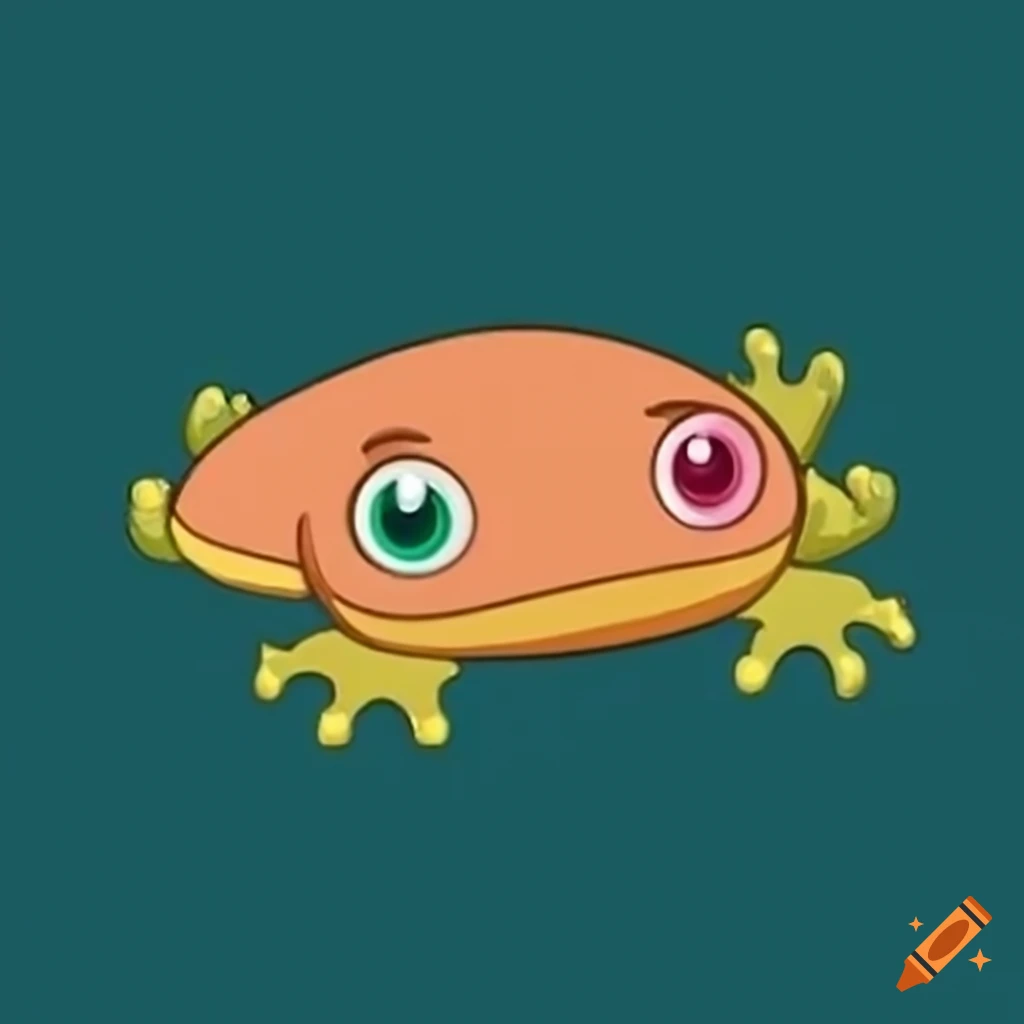 Intelligent playful water creatures with wide smiles, Mexico's national amphibians