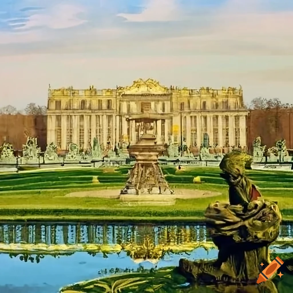High resolution image of the versailles gardens on Craiyon
