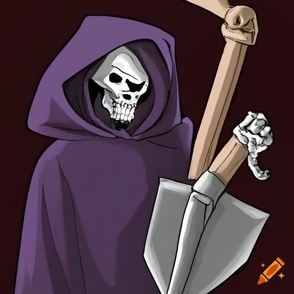 Cartoon of a grim reaper with a shovel