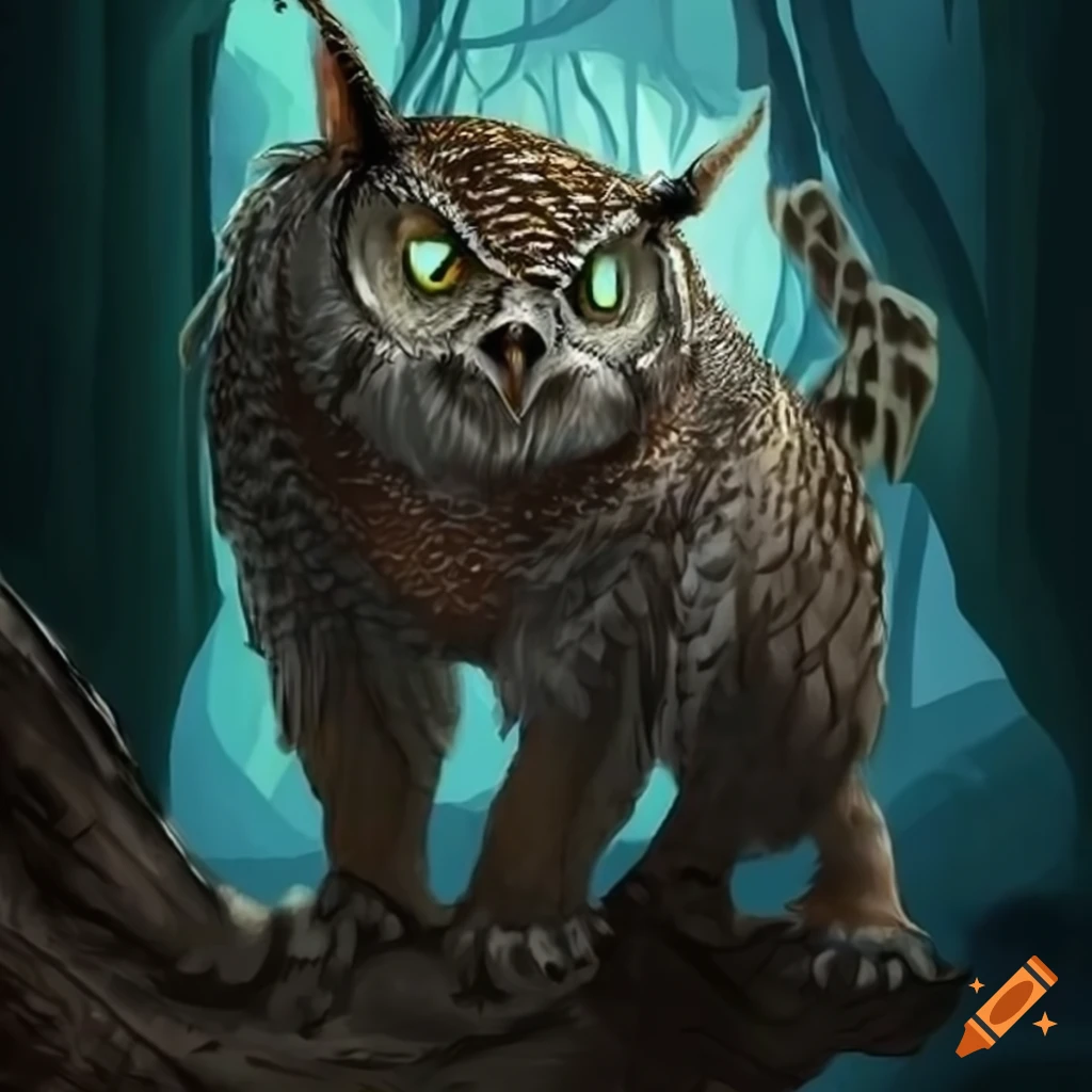 Owlbear and chimera hybrid creature on Craiyon
