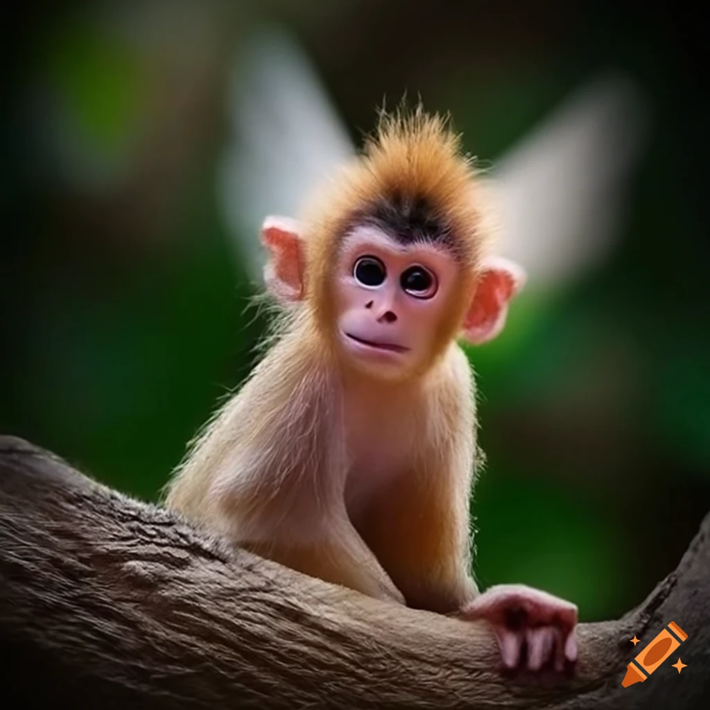 Enchanting miniature monkey with ethereal butterfly qualities