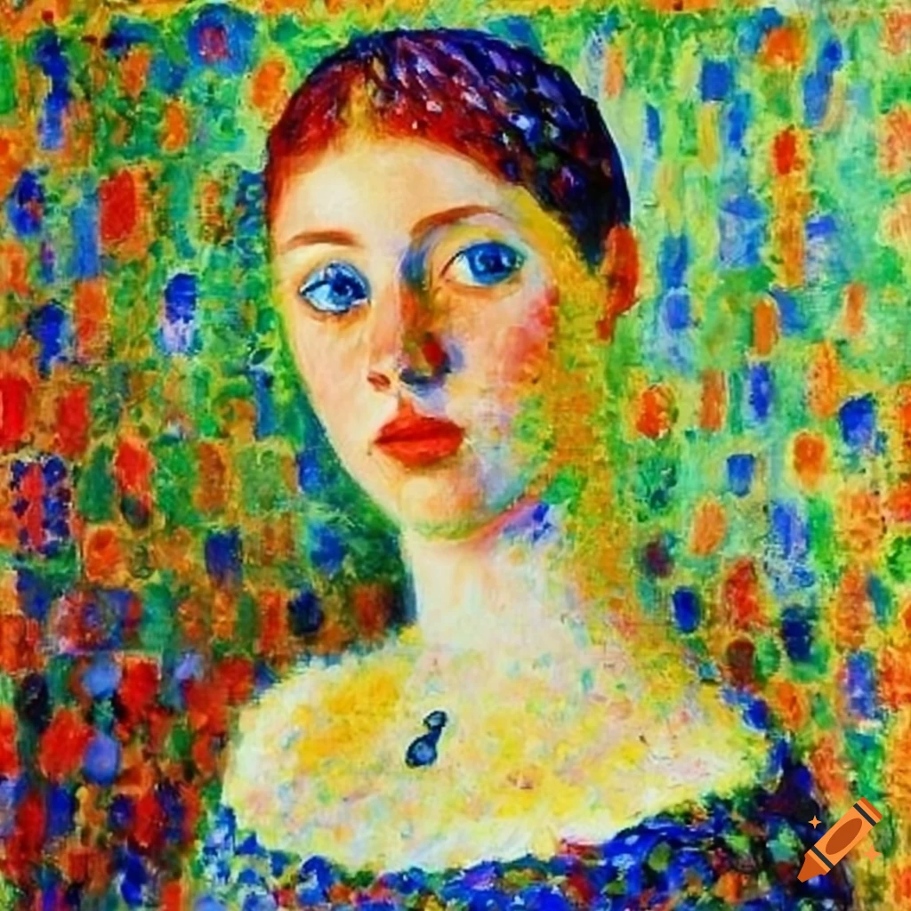 Polish woman in the style of Seurat